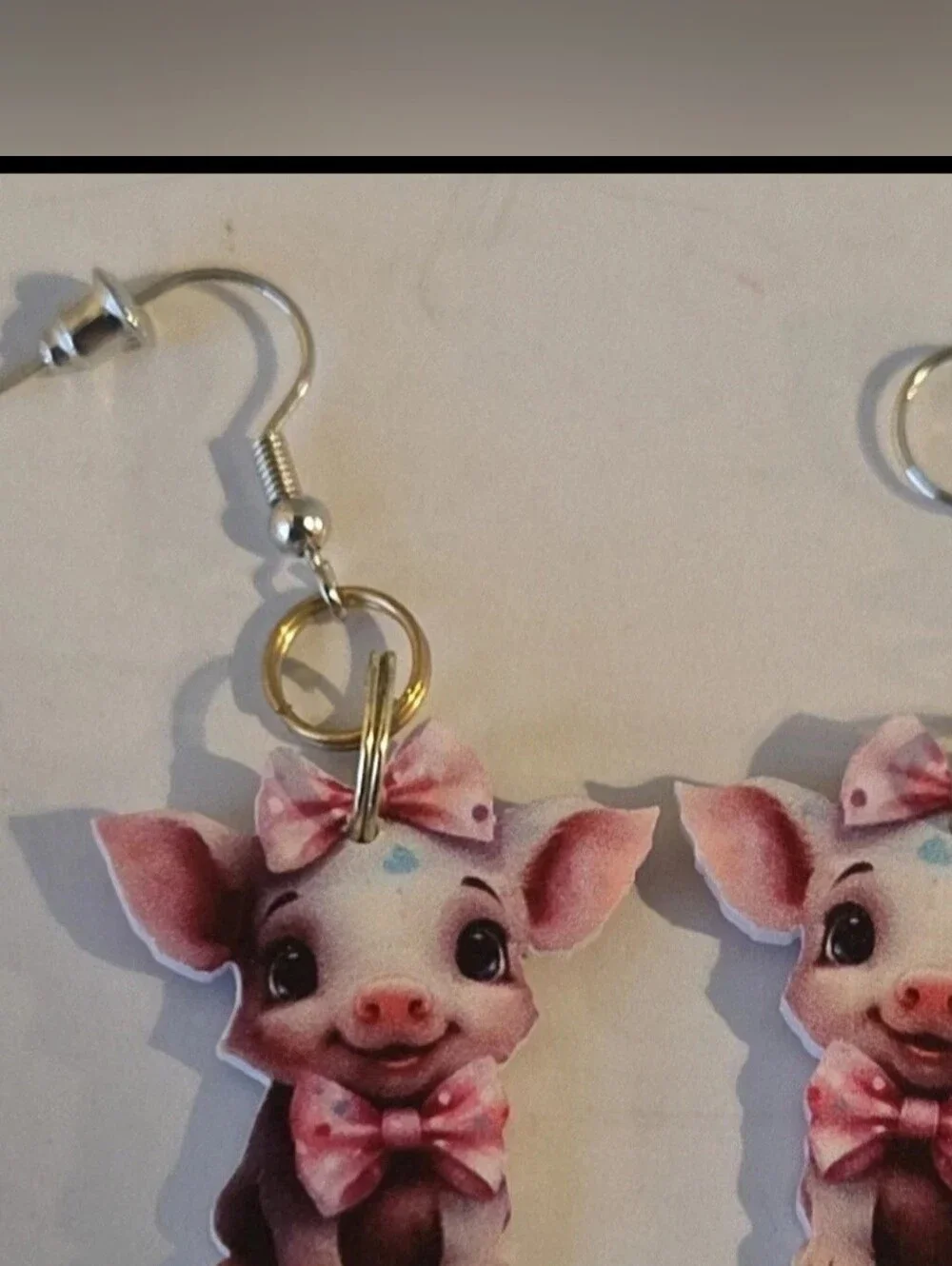 Cute Pink Piglet Bow Kids Earrings - Pink
